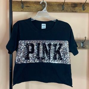 VS PINK Crop Top With Sequin Letters